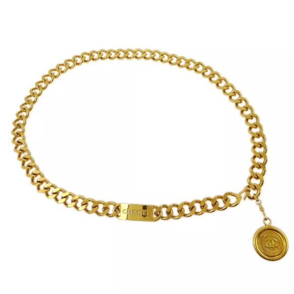 Chanel Medallion Chain Belt Gold 94A Small Good - Picture 1 of 4